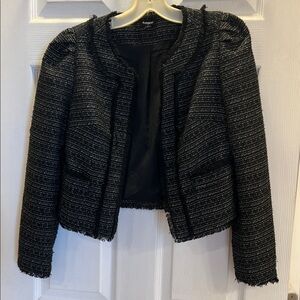 Express Black and White Tweed Blazer with Pockets